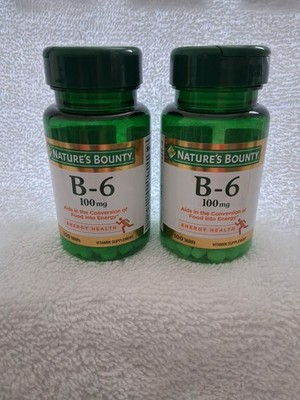 2 Nature s Bounty B-6 100mg 100 Tablets EXP 07/28