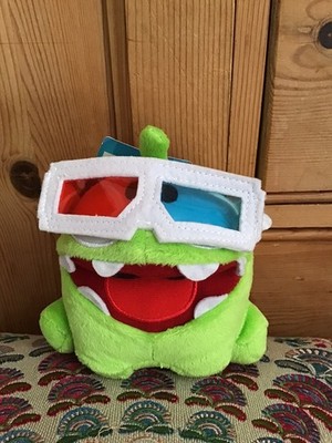 Neu Cut The Rope grüner Frosch 3D-Brille breite Öffnung Om Nom weiches Plüschtier 5 Zoll