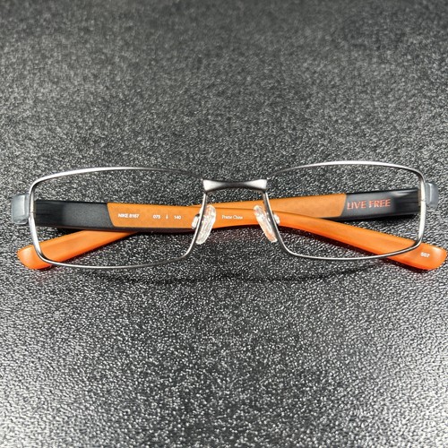 New Nike Eyeglasses 8167 075 Matte Gun Metal Grey Flake / Orange 54-17 140 - Picture 22 of 24