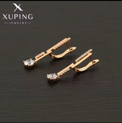 Xuping Ohrringe, sieht aus wie echtes dunkles Gold, mit Zirkonia, nicht lackiert