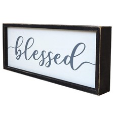 Rustic Blessed Freestanding Sign Home Decor for Living Room - Farmhouse Frame...