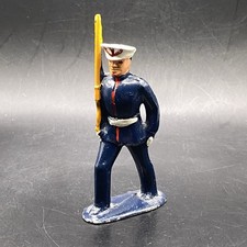 Dime Store Barclay Lead Toy Soldier Marching Military Blue w Rifle Vintage