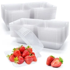 Haawooky 100 Pack Clear Plastic Take Out Container,Square Hinged Food Contain...