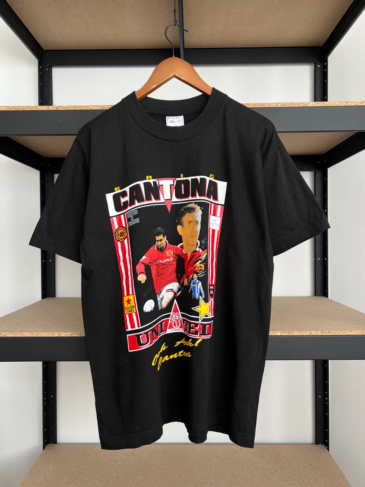 Vintage 90s Manchester United Eric Cantona #7 Black T-shirt Sz L