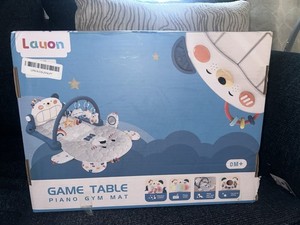 Lauon Game Table Piano Gym Mat w/ Hanging Toys Baby Activity Playmat Blue