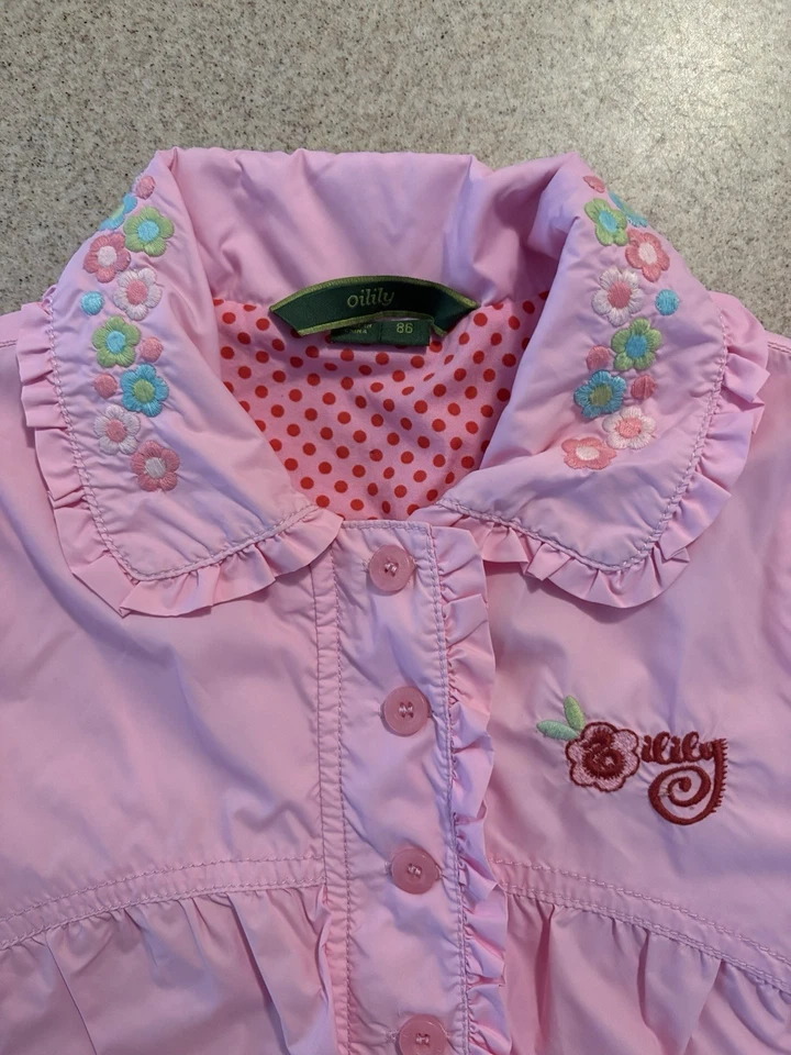 Chaqueta Oilily Rosa Bordada Flores Corazones Peces Talla 86 (2T) Foto 3 de 4