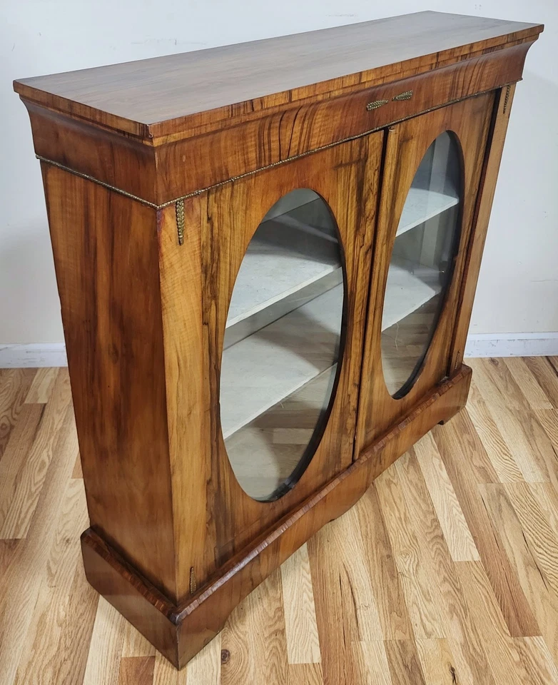 Antique ENGLISH 19th C WALNUT Root Napoleon III CURIO CABINET Display Vitrine - Image 2 of 4