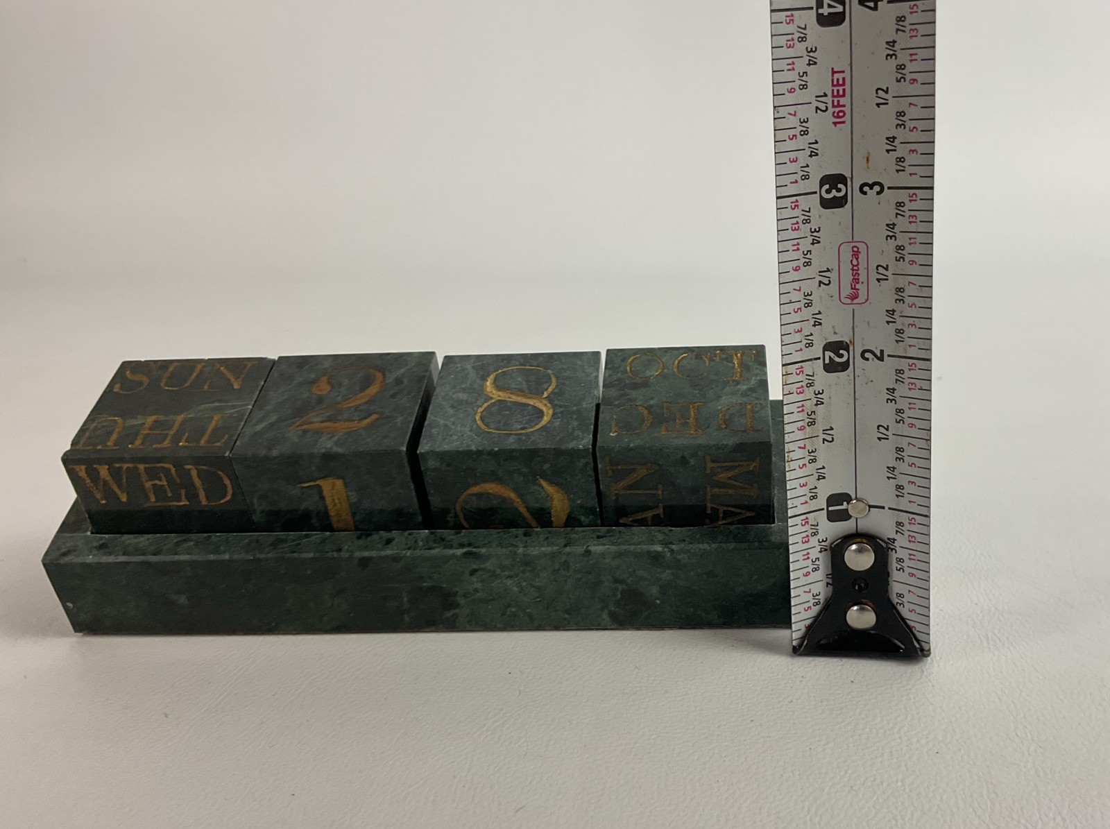 Vintage marble block calendar date month Day
