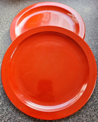 Texas Ware robuste rote Melamin Speiseteller x 3 (gebraucht) 26 cm