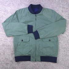 Scotch Soda Jacket Mens Large Bomber Windbreaker Reversible Green Blue Full Zip