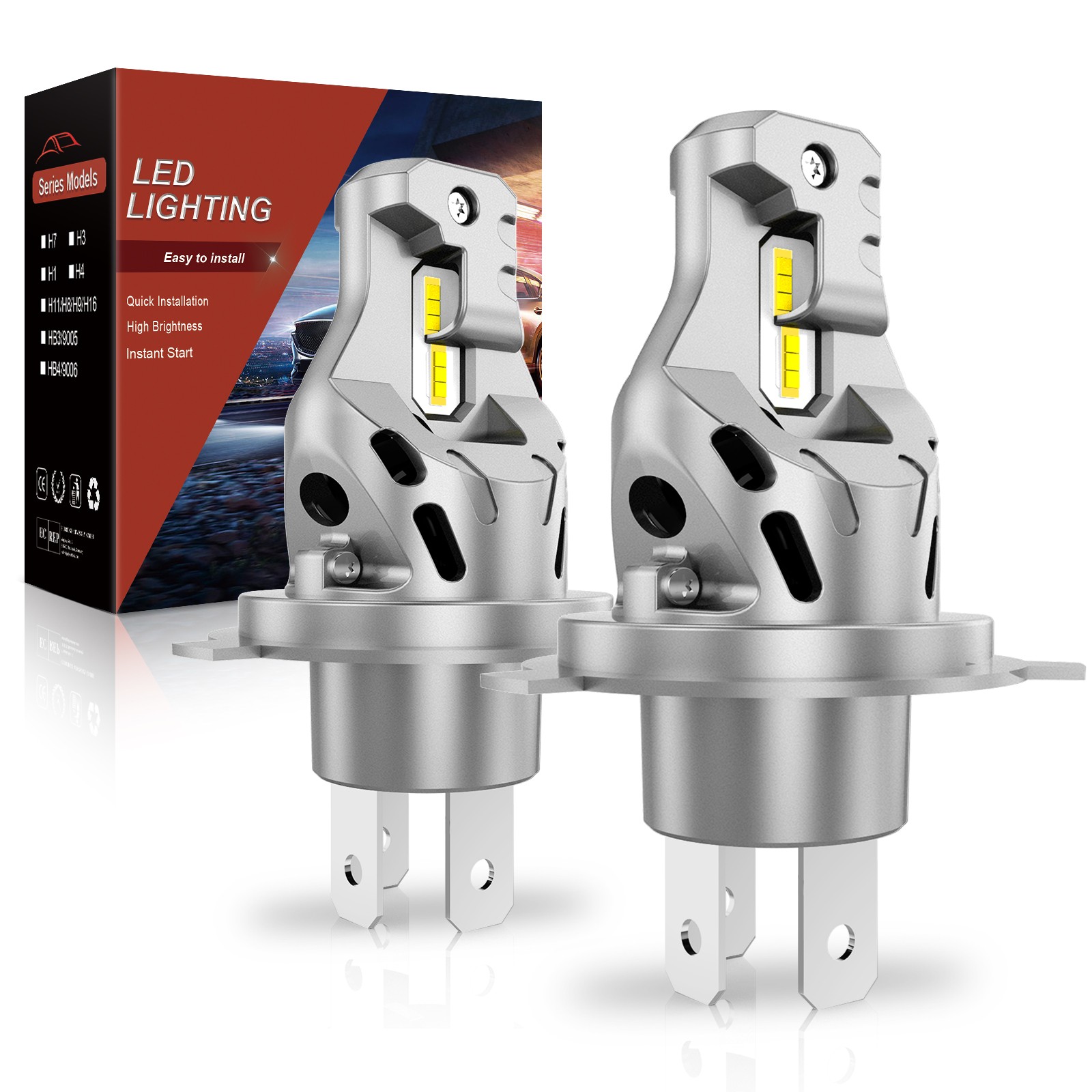 Auxiracer H4 LED Lampadina per Fari Auto 6000k Abbagliante Anabbagliante CANBUS - Immagine 1