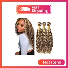 P4/613 Hilight Blonde Bundles Human Hair Deep Wave Bundles 22 24 26 Inch Brown D