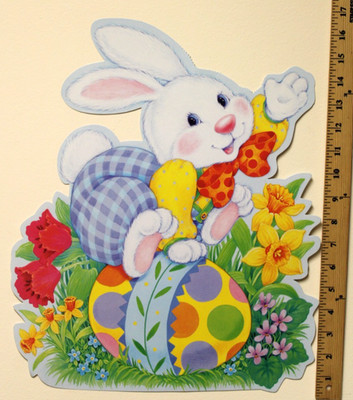 Paper Art Easter Bunny Hopping Egg Spring Holiday 17 in Rabbit DieCut Wall Decor
