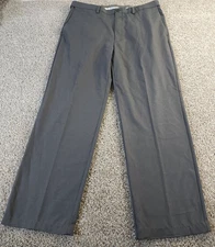 Haggar Men's Dress Pants 36x31" Cool 18 Pro Waistband Expand Gray Pleated Hemmed