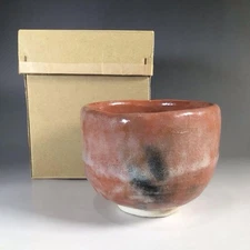 Tea Bowl Signed Akaraku Chawan Matcha Bowl w/Paper Box Tea Ceremony Utensils JPN
