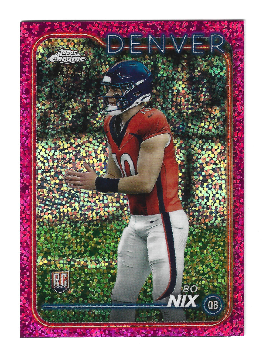 2024 Topps Chrome Bo Nix #206 RC Magenta Speckle Refractor #354/399