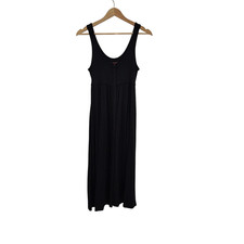 Quince Women Bamboo Maternity Sleeveless Button Front Dress Bold Black Basic XS