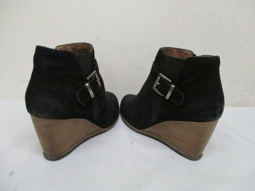 Botas al tobillo Caslon negras de cuero nobuck con cremallera tacón alto de cuña para mujer talla 39 EUR - Imagen 5 de 9