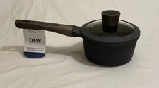 D&W Deane & White 1.4qt Sauce Pan 6.3” Gray W/Wooden Handle NWT