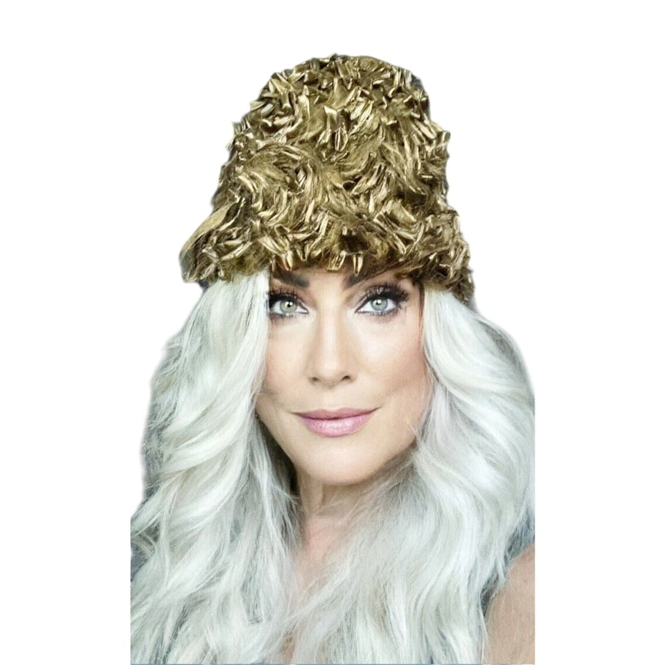 Sombrero de Paja Schiaparelli De Colección Alto Mod Arquitectónico Sombrero de Cubo Años 60 O/S Foto 3 de 4