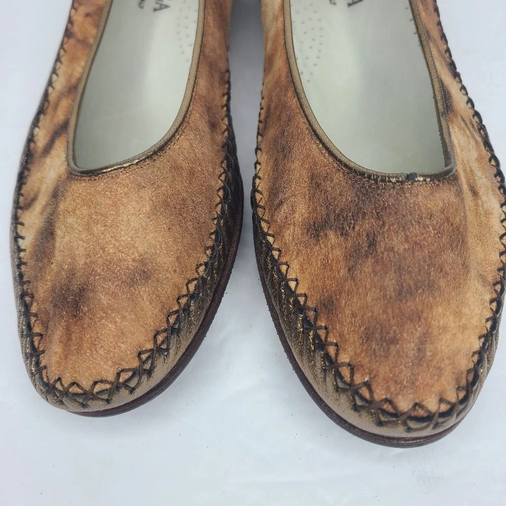 Ballerine Bottega Veneta bicolore dettaglio punto bronzo marrone taglia 43 5