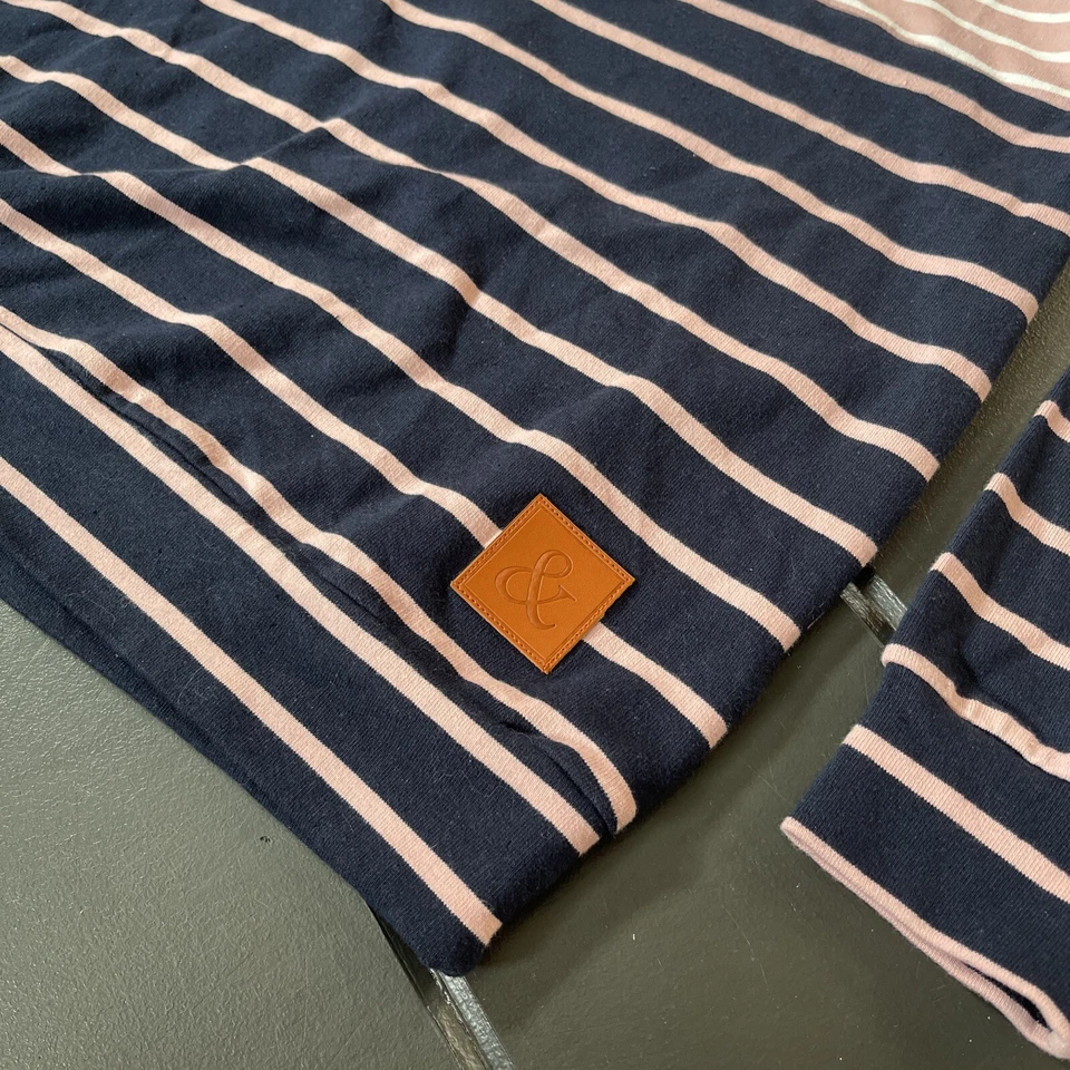 Ampersand Avenue новый с Ярлыками пуловер толстовка темно-синий и розовый полоски мягкий средний - Изображение 2 из 4