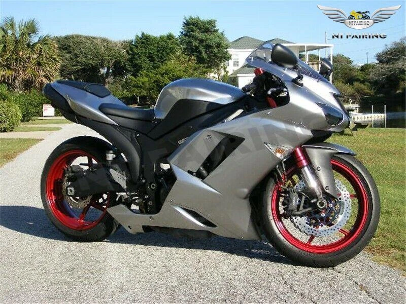 Fit for Kawasaki Injection Fairing 2007 2008 ZX6R 636 Silver