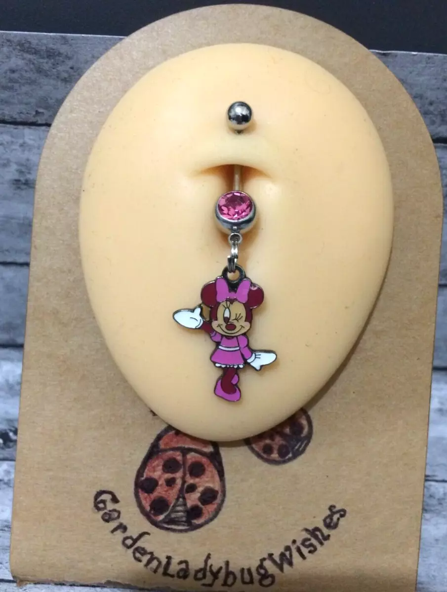 Cute MINNIE MOUSE Winking Enamel Dangle Belly Button Naval Ring