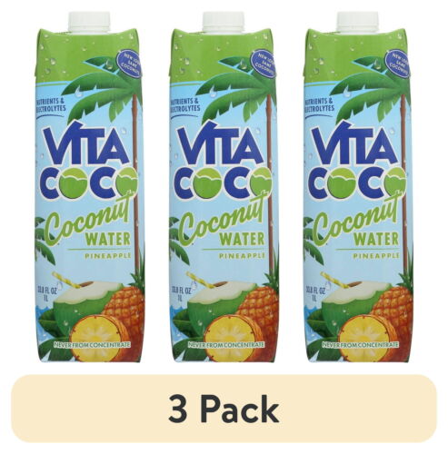 33.8 fl oz, (3 pack) Vita Coco Coconut Water, Nutrients, new