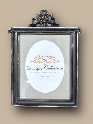 Bilderrahmen Romantik Barock Schwarzbraun Blüten Gold 35 x 26cm Passepartout NEU
