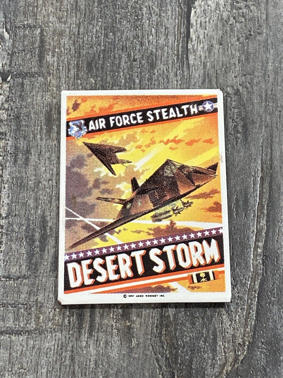 Desert Storm Air Force Stealth PORCELAIN SIGN FRIDGE MAGNET ANDE ROONEY VTG