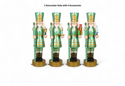 Nutcracker Statue Large Christmas Decor with 4 Accessories 6.5FT Pastel Green