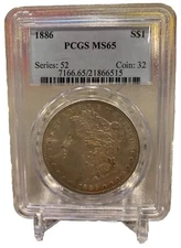 1886 Morgan Silver Dollar PCGS MS65 (Beautiful Golden Toning)