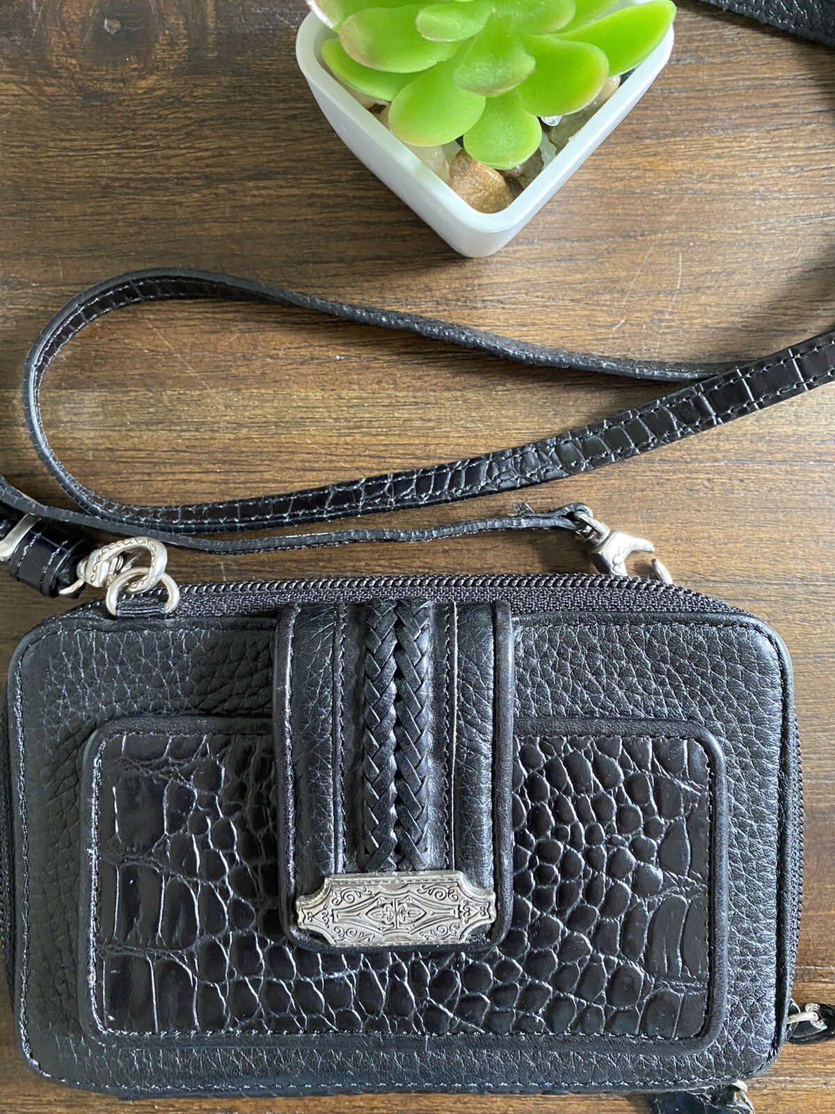 Vintage Brighton Crossbody Organizer Purse Wallet Bla… Gem