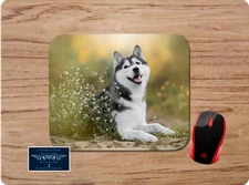 HAPPY HUSKY DOG LOVERS NONSLIP CUSTOM MOUSE PAD DESK MAT OFFICE SCHOOL GIFT