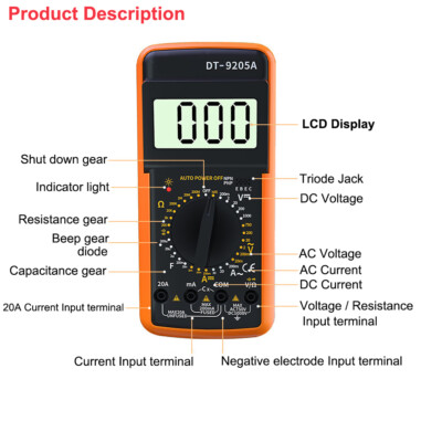 Multifunction Multimeter Measure AC/DC Voltage DC Current