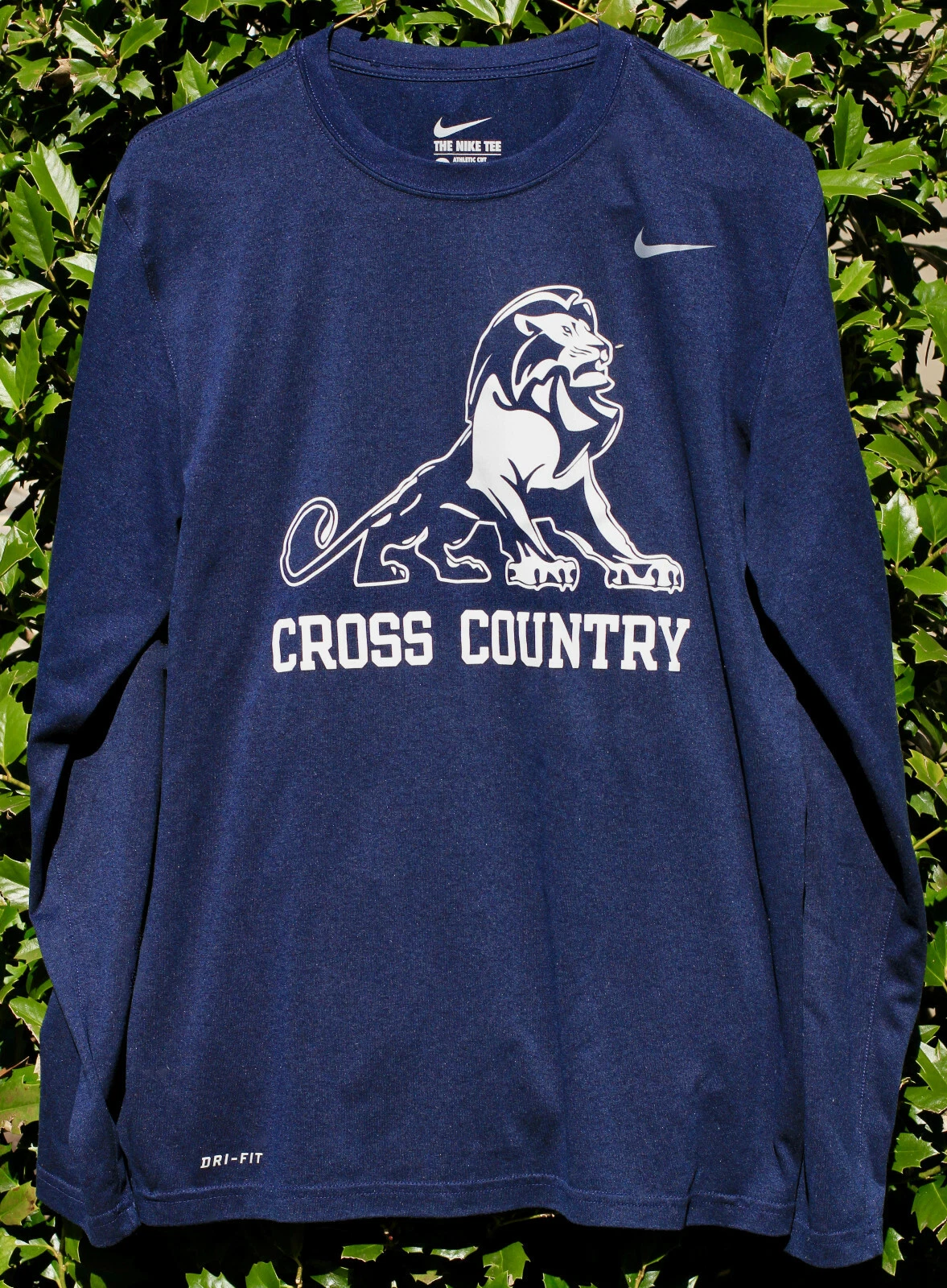 THE NIKE TEE Dri-Fit Men's Medium Blue Longsleeve XC Graphic Track Gym