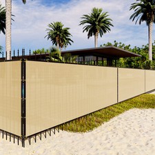 Outdoor Privacy Mesh Fence Screen Cover 3ft Tall Zip-Ties Included Sand Garden