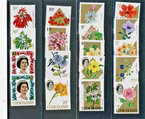 Cook Islands 1967-1969 #199-203, #205-217 MNH Flowers