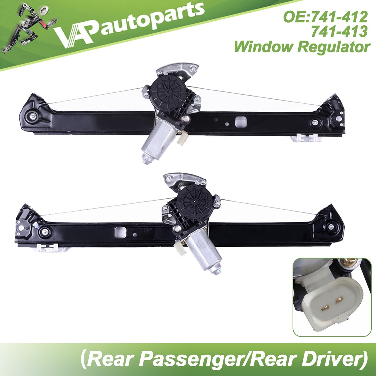 Power Rear Window Regulator Rear Left Right Window Regulators Pair Power Window Regulator Set For ...