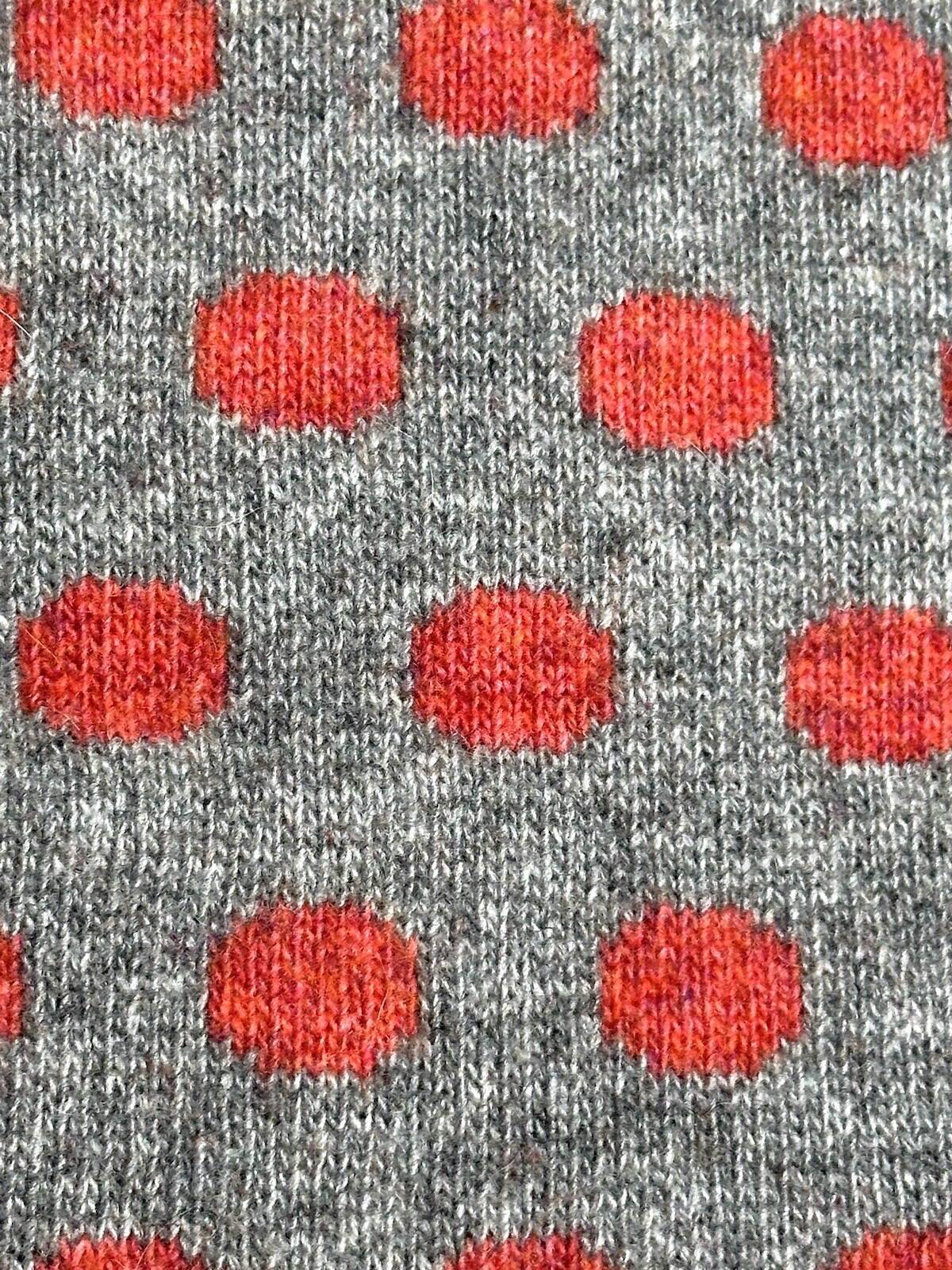 HILL Scarf Gray & Salmon / Orange Polka Dot Double Sided Scarf