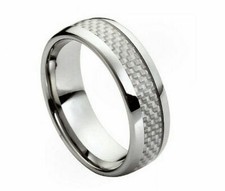 8mm Men's or Ladie's Tungsten Carbide w. Carbon Fiber Inlay Wedding Band Ring