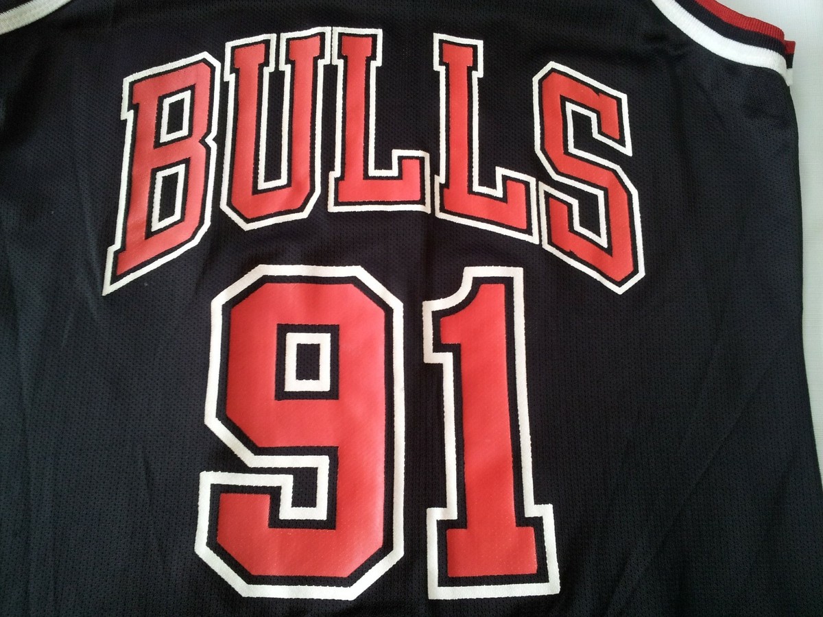 VINTAGE CHAMPION CHICAGO BULLS #91 DENNIS RODMAN BASKETBALL JERSEY