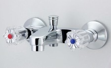 Wandarmatur Zweigriffmischer Wannenfüllarmatur Mischbatterie Chrom Acryl
