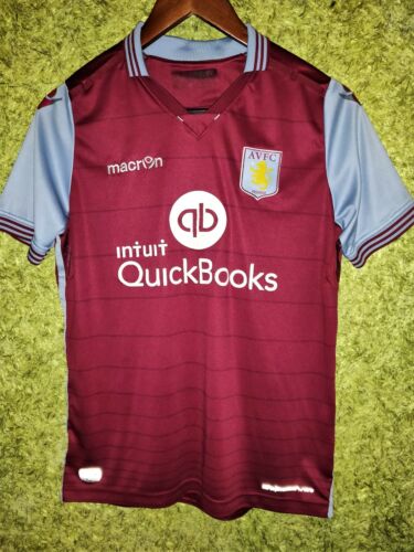 Aston Villa 2015 2016 Home Football Shirt SOCCER JERSEY MACRON SIZE S - Picture 1 of 7