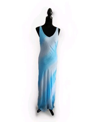 VTG Top Season USA WOMEN'S Y2k blue ombre Formal gown dress sz L