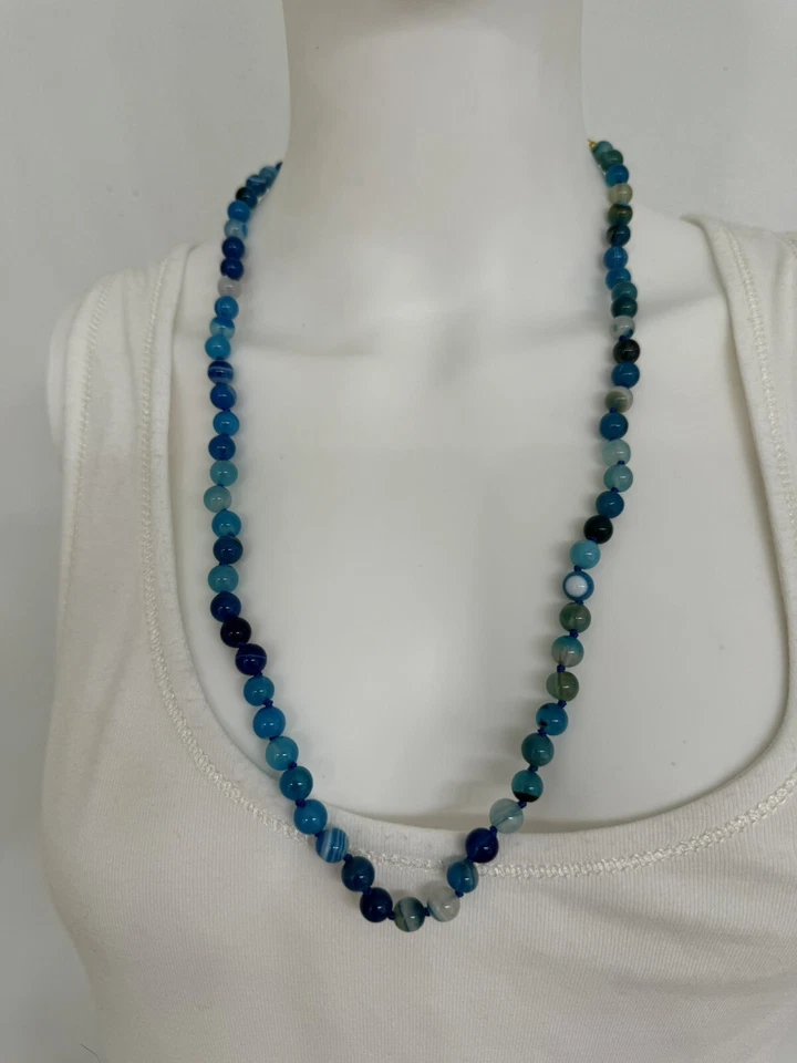 Colar de pedra semipreciosa turmalina azul tons variados de azul, verde 28 polegadas - Imagem 2 de 4