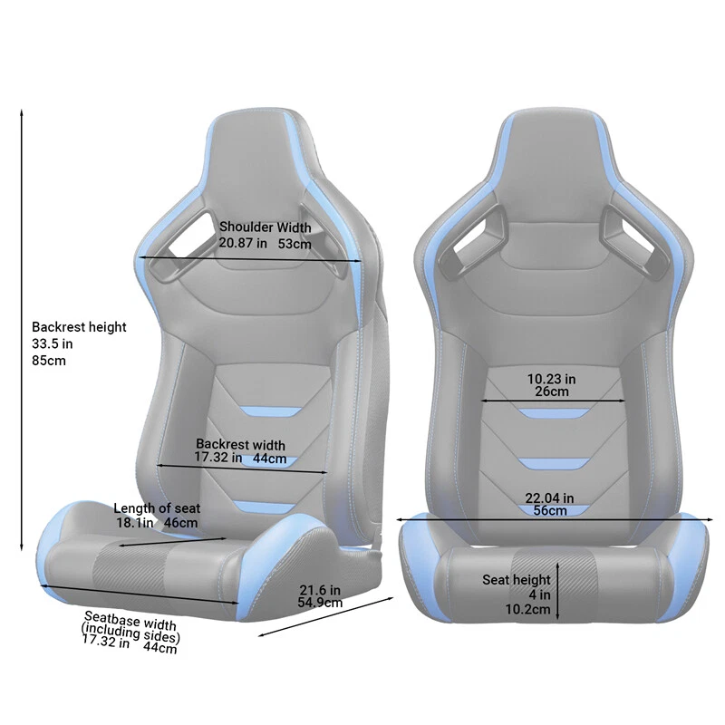 For Jaguar Pair Reclinable Racing Seats Adjustable w/ Dual Sliders PVC Leather - Imagem 4 de 4