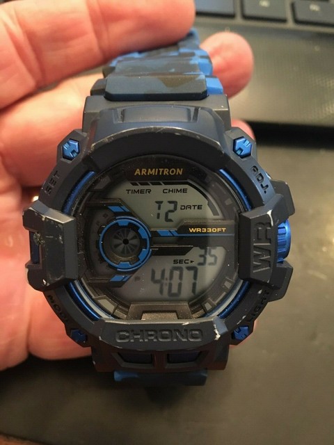 Men's Armitron Pro Sport, WR to 330ft, Black and Blue Poly | eBay