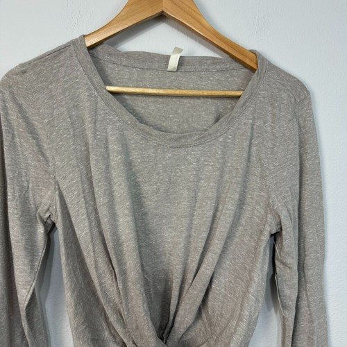 Free People Movement Undertow Long Sleeve Cropped Top Heather Grey Size M - Picture 2 of 14